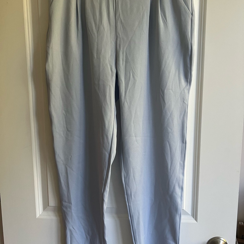 SHEIN Light Blue Pleated Trouser Pants Women’s Size Large with Pockets Side Zip